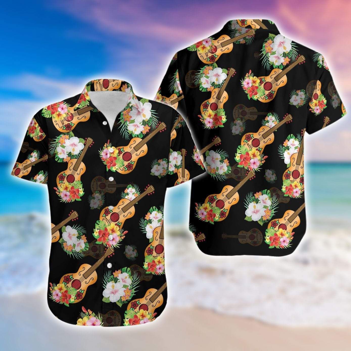 Guitar Vihuela Mexican Culture Tropical Unisex Hawaiian Aloha Shirts