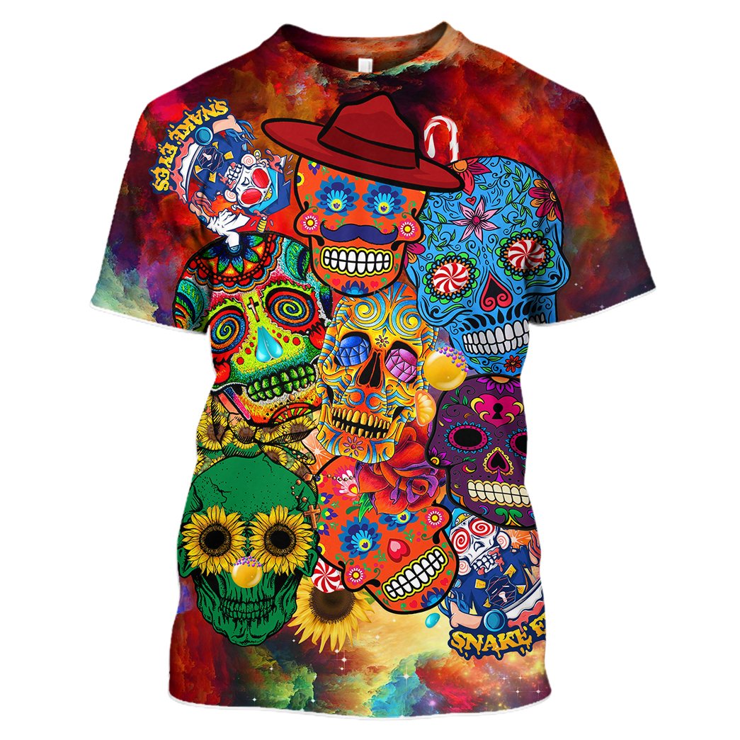 Skull Flower Print Hawaiian Shirt