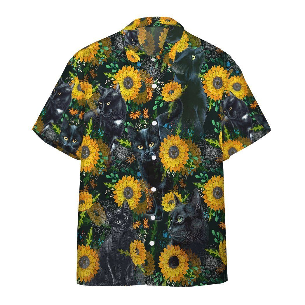  3D Black Cat Hawaii Shirt Custom Short Sleeve Shirt