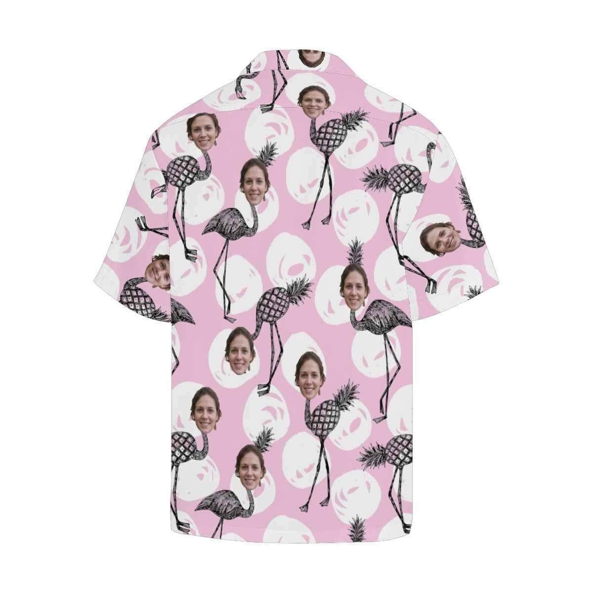 Custom Face Funny Flamingo Men's All Over Print Hawaiian Shirt