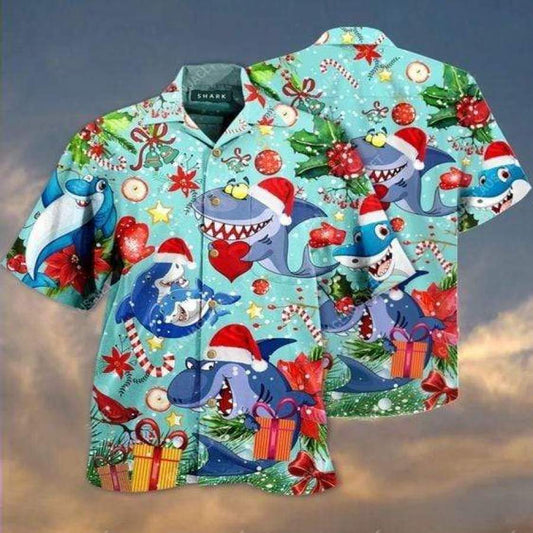 Hawaiian Aloha Shirts Sharks And Christmas's Gifts