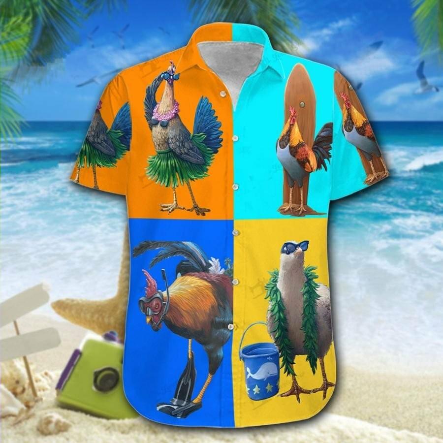 Hawaiian Aloha Shirts Chicken On The Beach