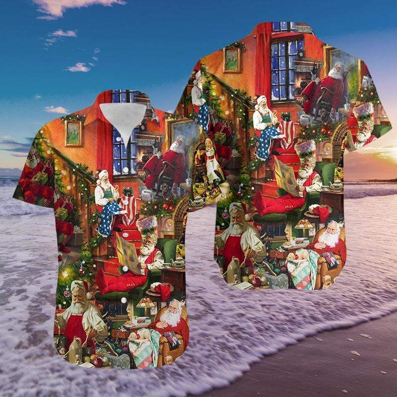 Santa Claus In Daily Life Unisex Hawaiian Aloha Shirts #611DH