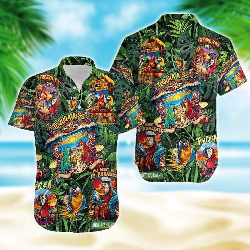 Hawaiian Aloha Shirts Tiki Tiki Parrot #2703DH