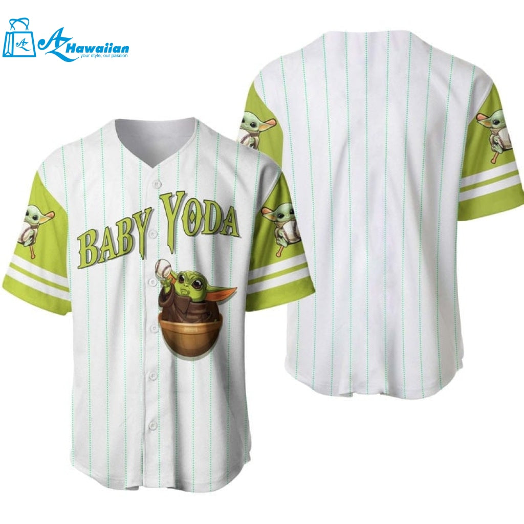 Baby Yoda Star Wars All Over Print Pinstripe Baseball Jersey 