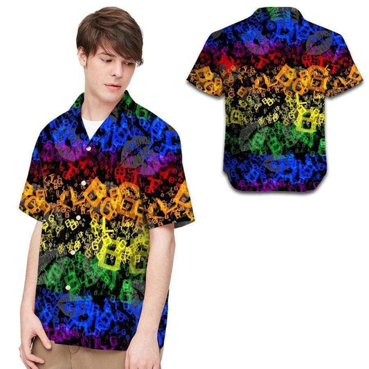 Hawaiian Aloha Shirts Lgbt Letters Neon Rainbow