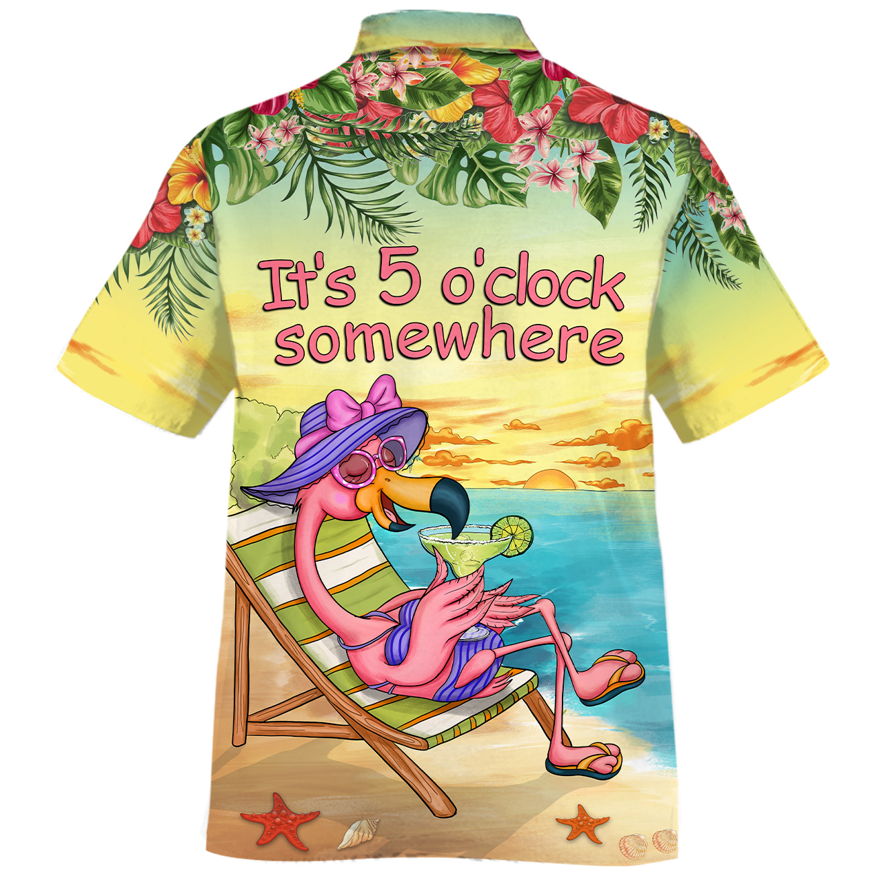 Flamingo Margarita - Its 5 Oclock Somewhere Hawaiian Shirt