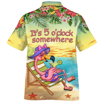 Flamingo Margarita - Its 5 Oclock Somewhere Hawaiian Shirt