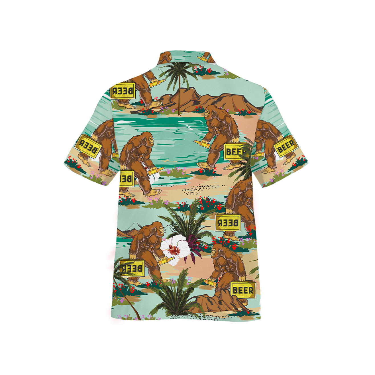 America - Bigfoot & Beer Go To Camping Style Hawaii Shirt Hawaiian Shirt