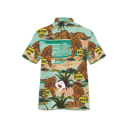 America - Bigfoot & Beer Go To Camping Style Hawaii Shirt Hawaiian Shirt