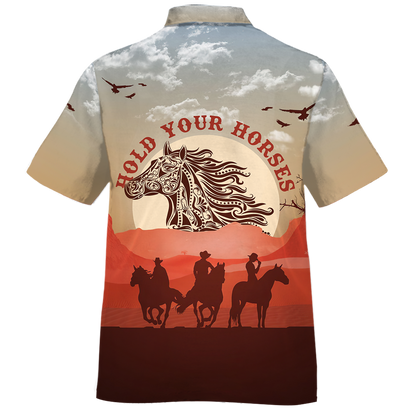 America - Hold Your Horses Style Hawaii Shirt Short Hawaiian Shirt