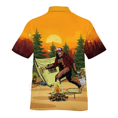 America - Bigfoot Go To Camping Style Hawaii Shirt Hawaiian Shirt