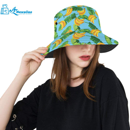 banana leaves banana design pattern Unisex Bucket Hat