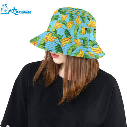 banana leaves banana design pattern Unisex Bucket Hat