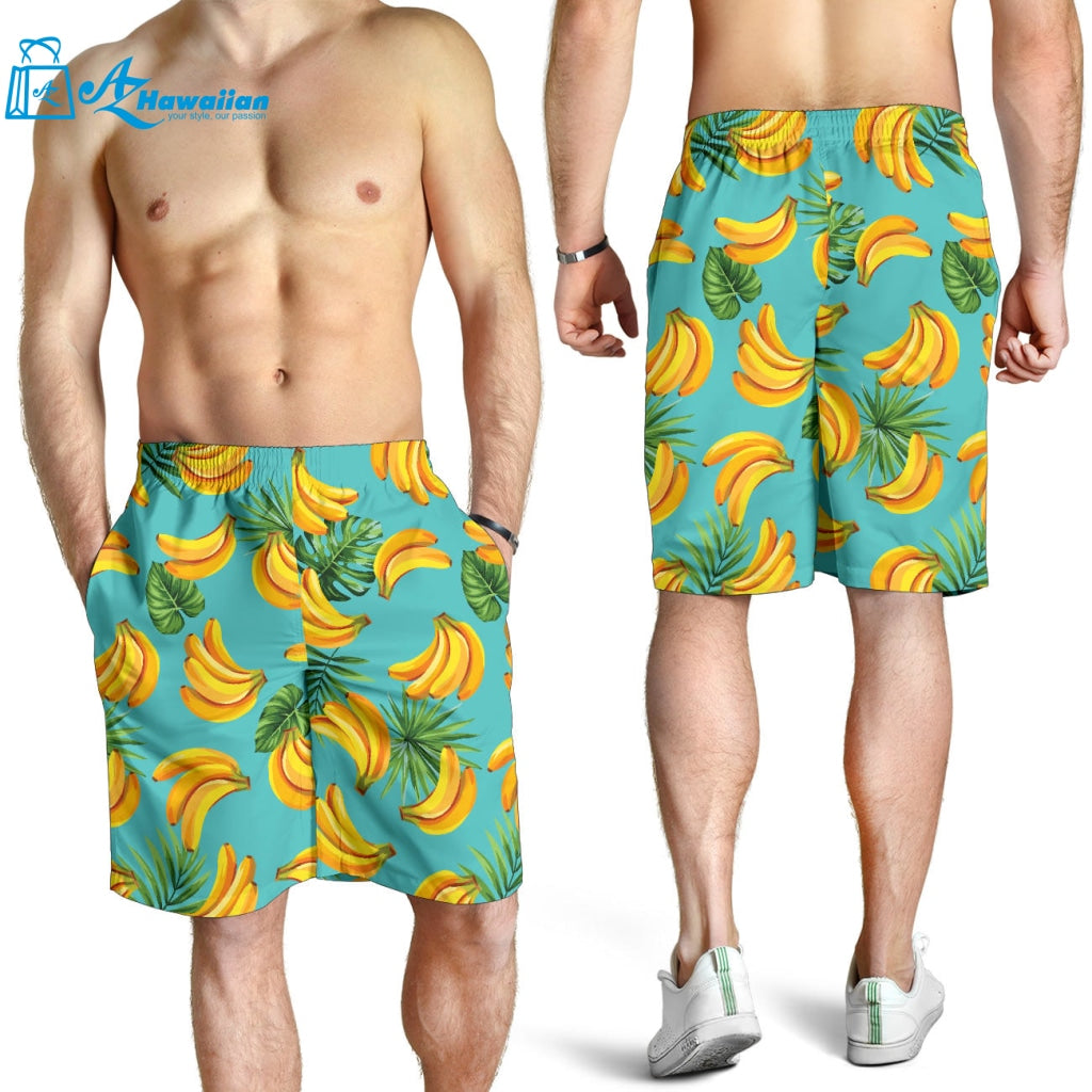 Banana Palm Leaves Pattern Background Men Shorts