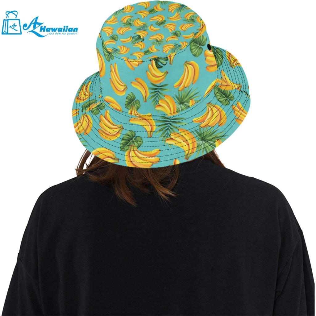 Banana Palm Leaves pattern background Unisex Bucket Hat