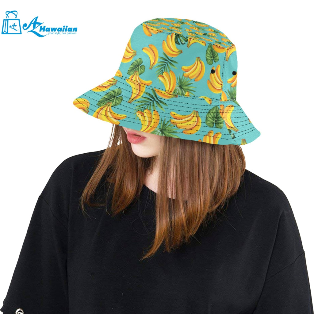 Banana Palm Leaves pattern background Unisex Bucket Hat