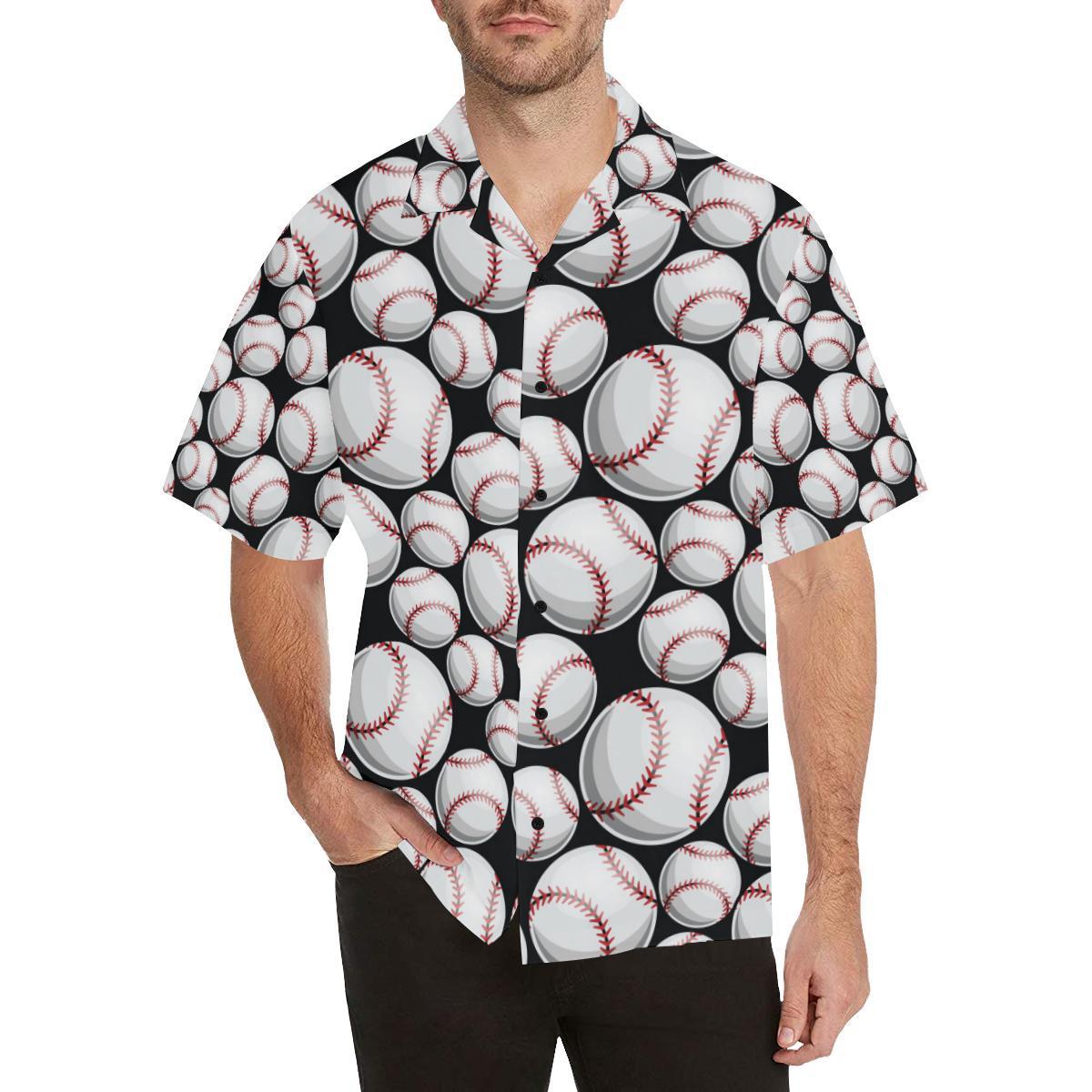 Baseball Black Background Hawaiian Shirt