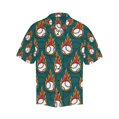 Baseball Fire Print Pattern Hawaiian Shirt