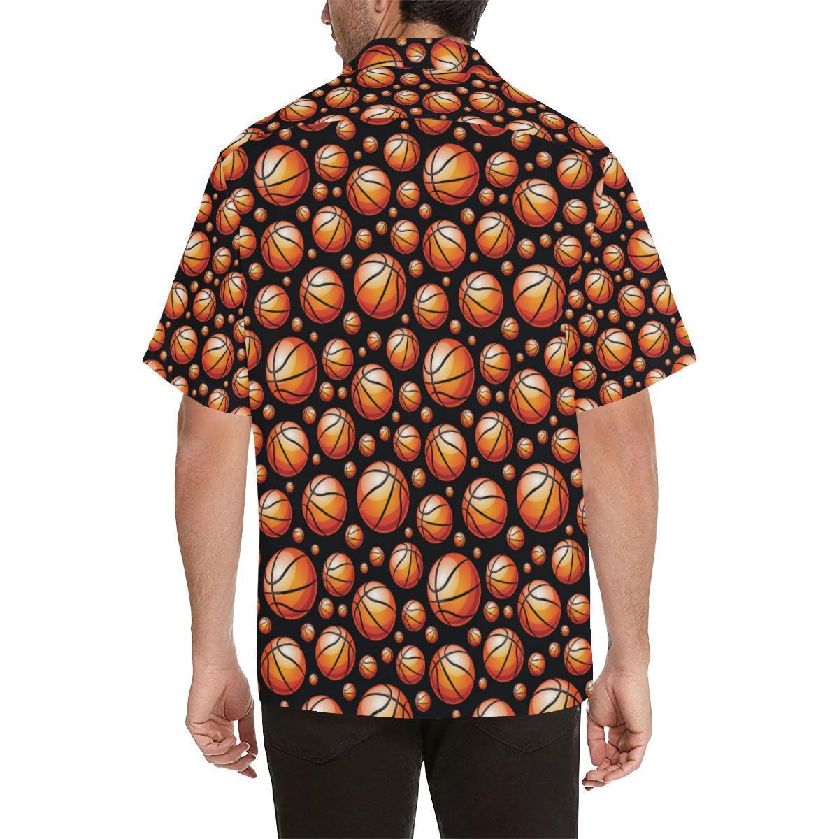 Basketball Black Background Pattern Hawaiian Shirt