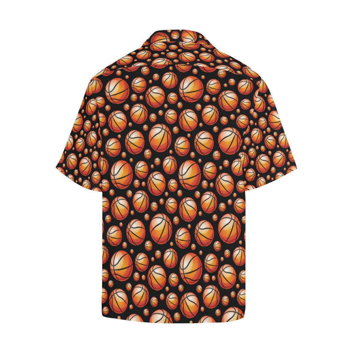 Basketball Black Background Pattern Hawaiian Shirt