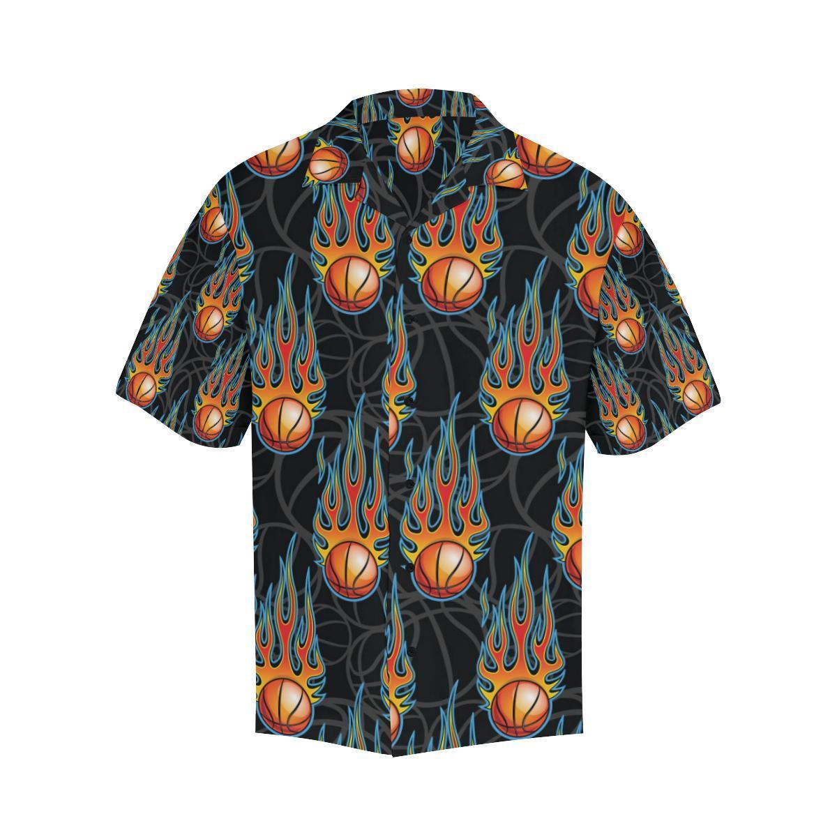 Basketball Fire Print Pattern Hawaiian Shirt