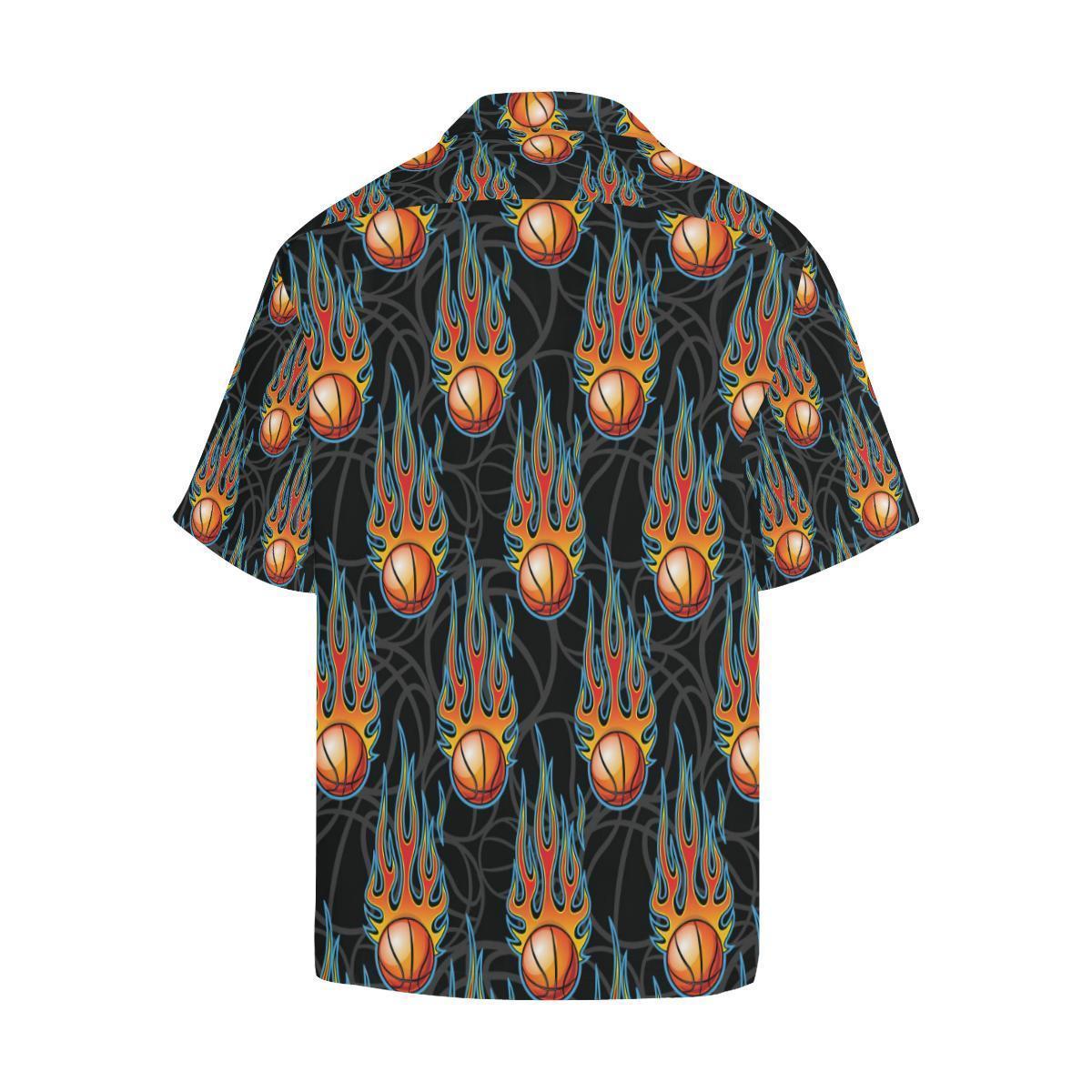 Basketball Fire Print Pattern Hawaiian Shirt