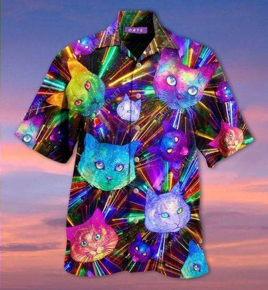 Hawaiian Aloha Shirts Space Cat Evolution