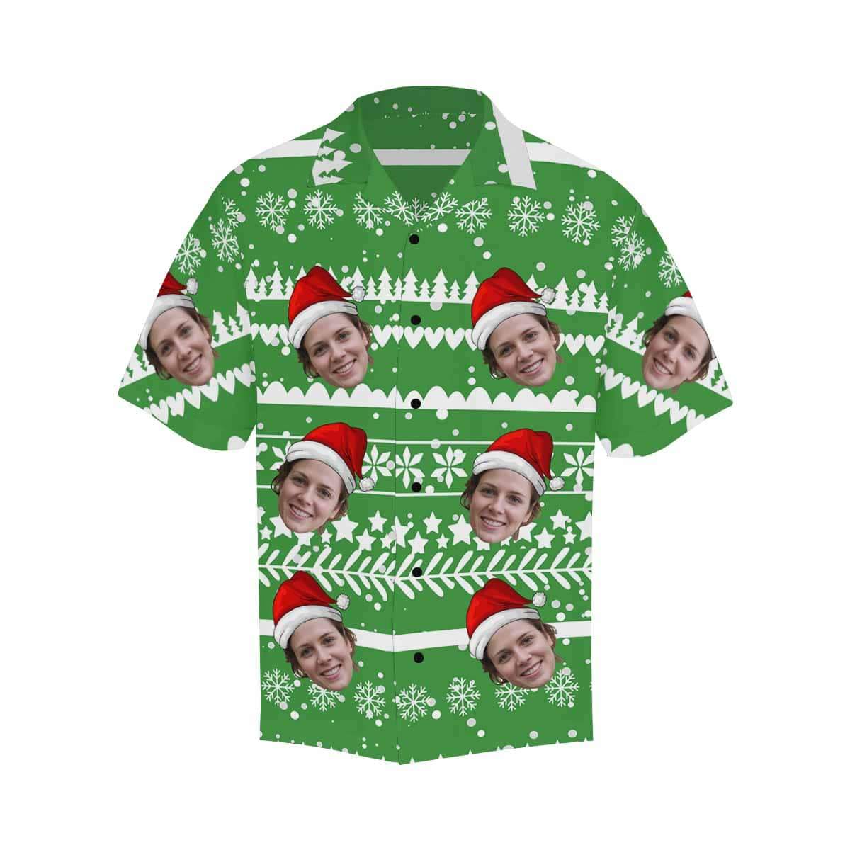 Custom Face Christmas Party Men's All Over The Print Hawaiian Shirt