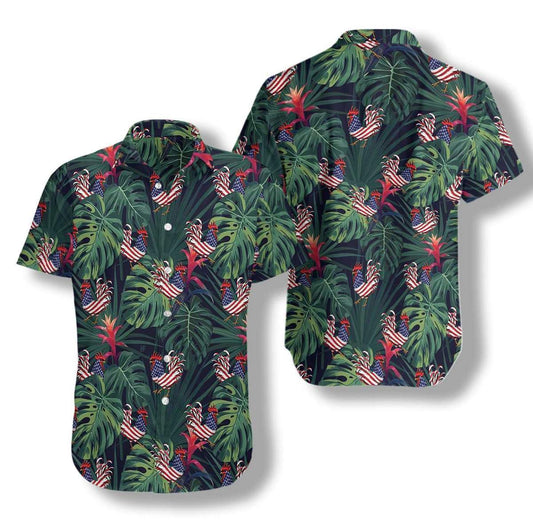 Hawaiian Aloha Shirts Chicken American Flag Tropical