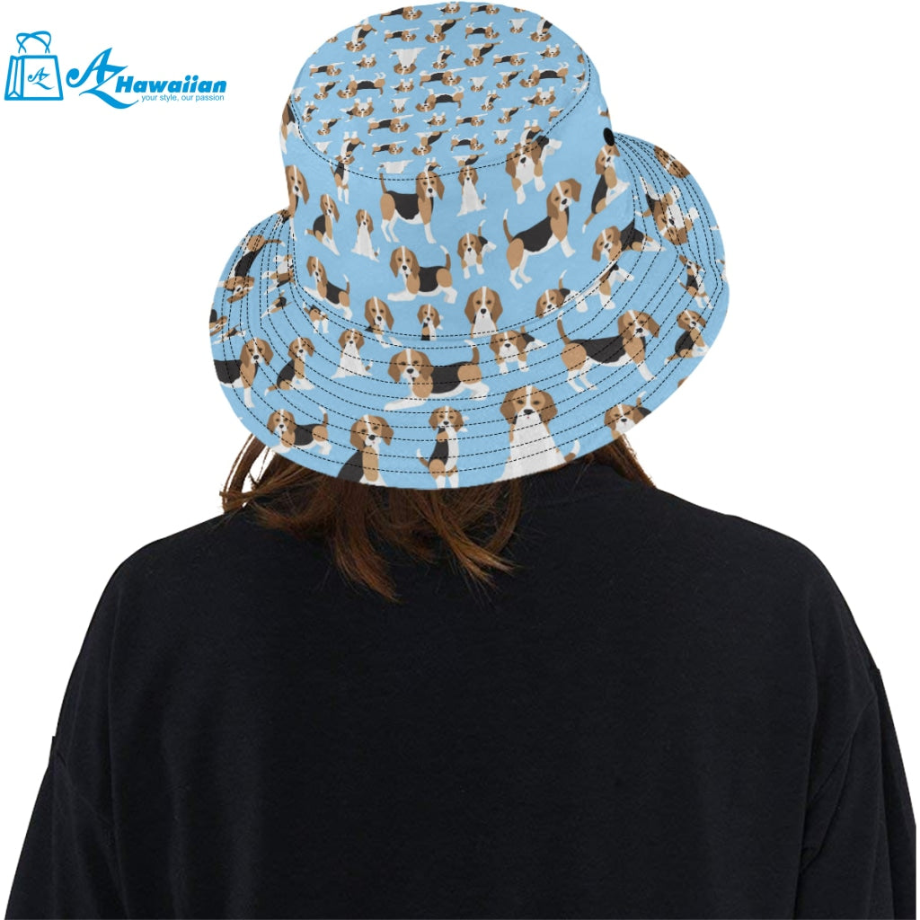 Beagle dog blue background pattern Unisex Bucket Hat