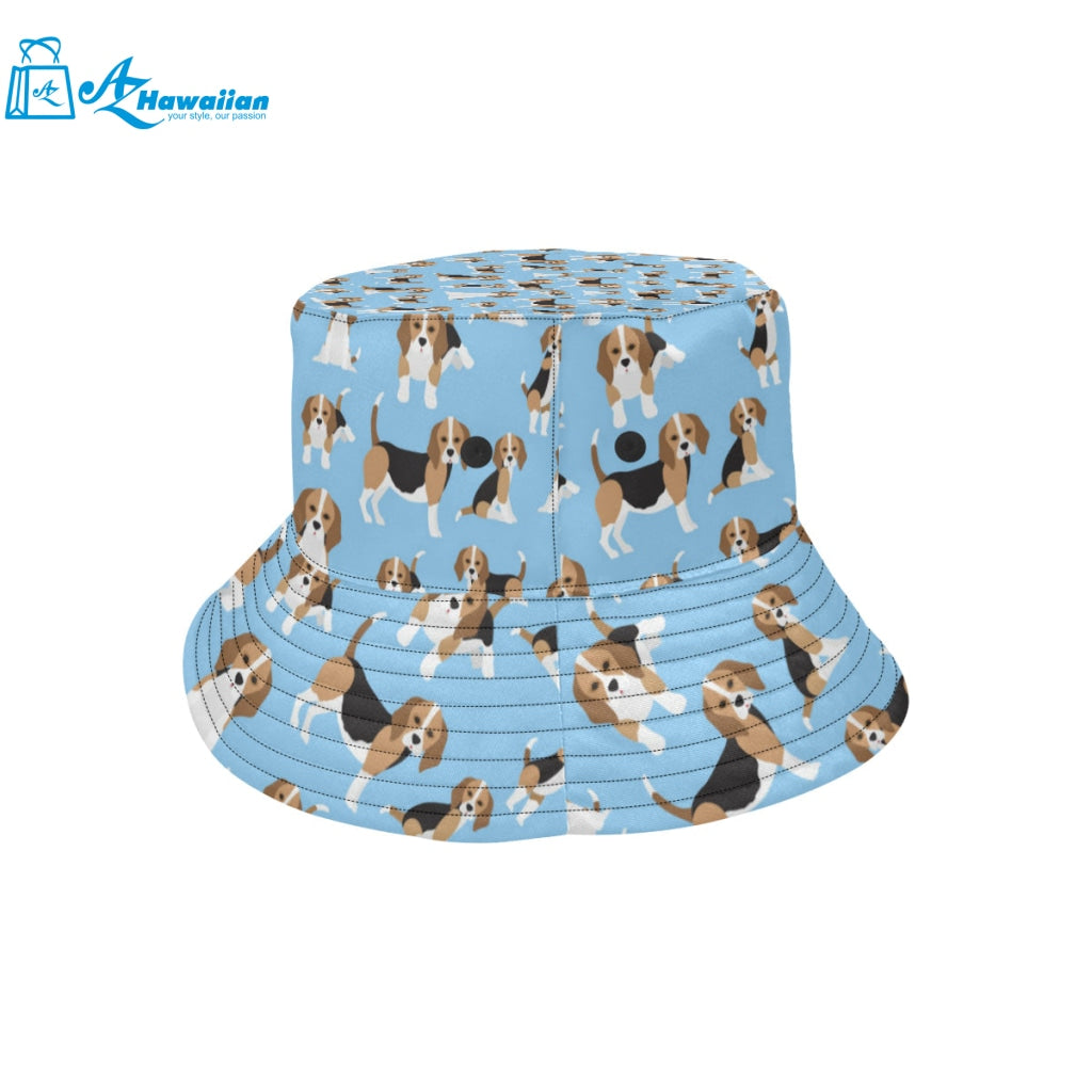 Beagle dog blue background pattern Unisex Bucket Hat