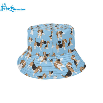 Beagle dog blue background pattern Unisex Bucket Hat