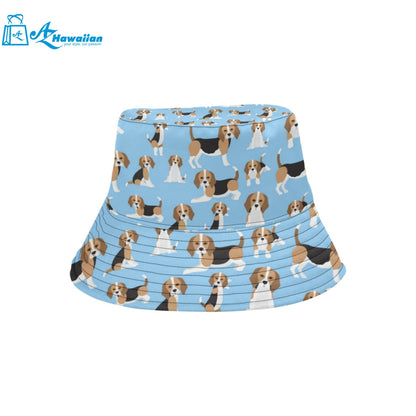 Beagle dog blue background pattern Unisex Bucket Hat