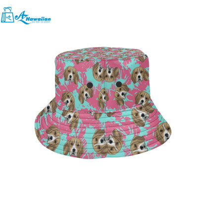 Beagle muzzles turquoise paint splashes pink patte Unisex Bucket Hat