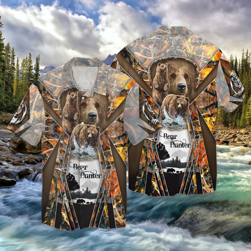 Bear Hunting For men And Women Graphic Print Short Sleeve 