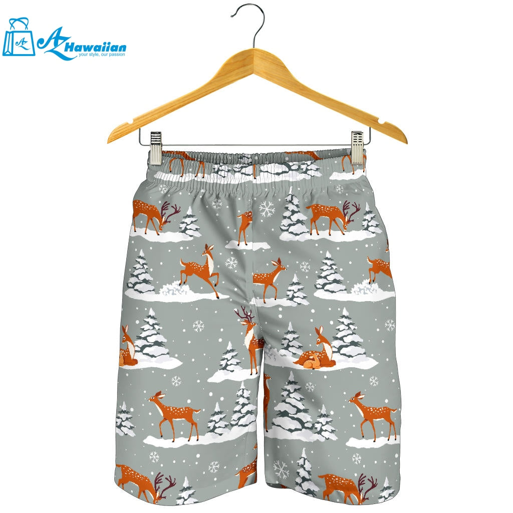 Beautiful Deers Winter Christmas Men Shorts