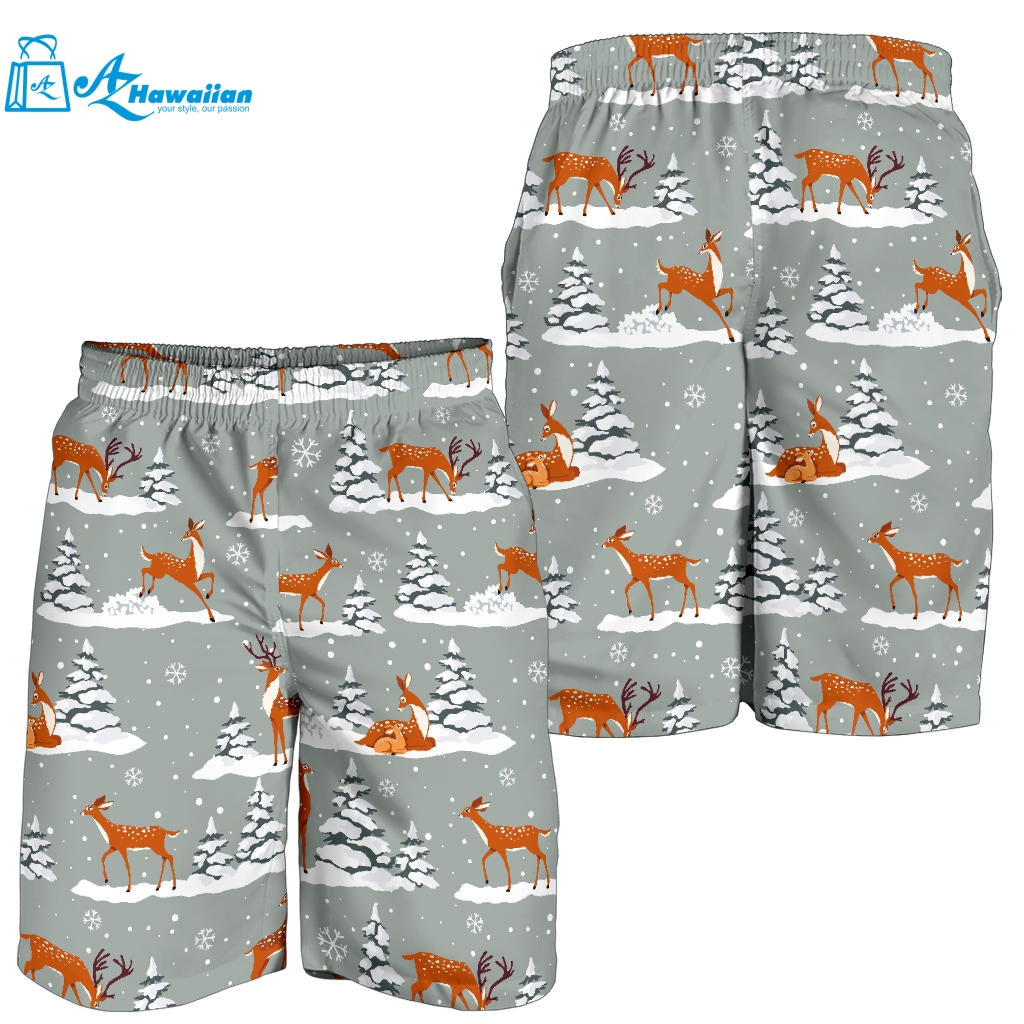 Beautiful Deers Winter Christmas Men Shorts