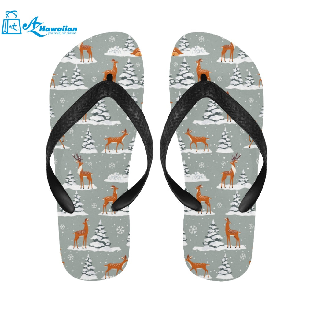 Beautiful deers Winter Christmas Unisex Flip Flops