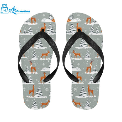 Beautiful deers Winter Christmas Unisex Flip Flops