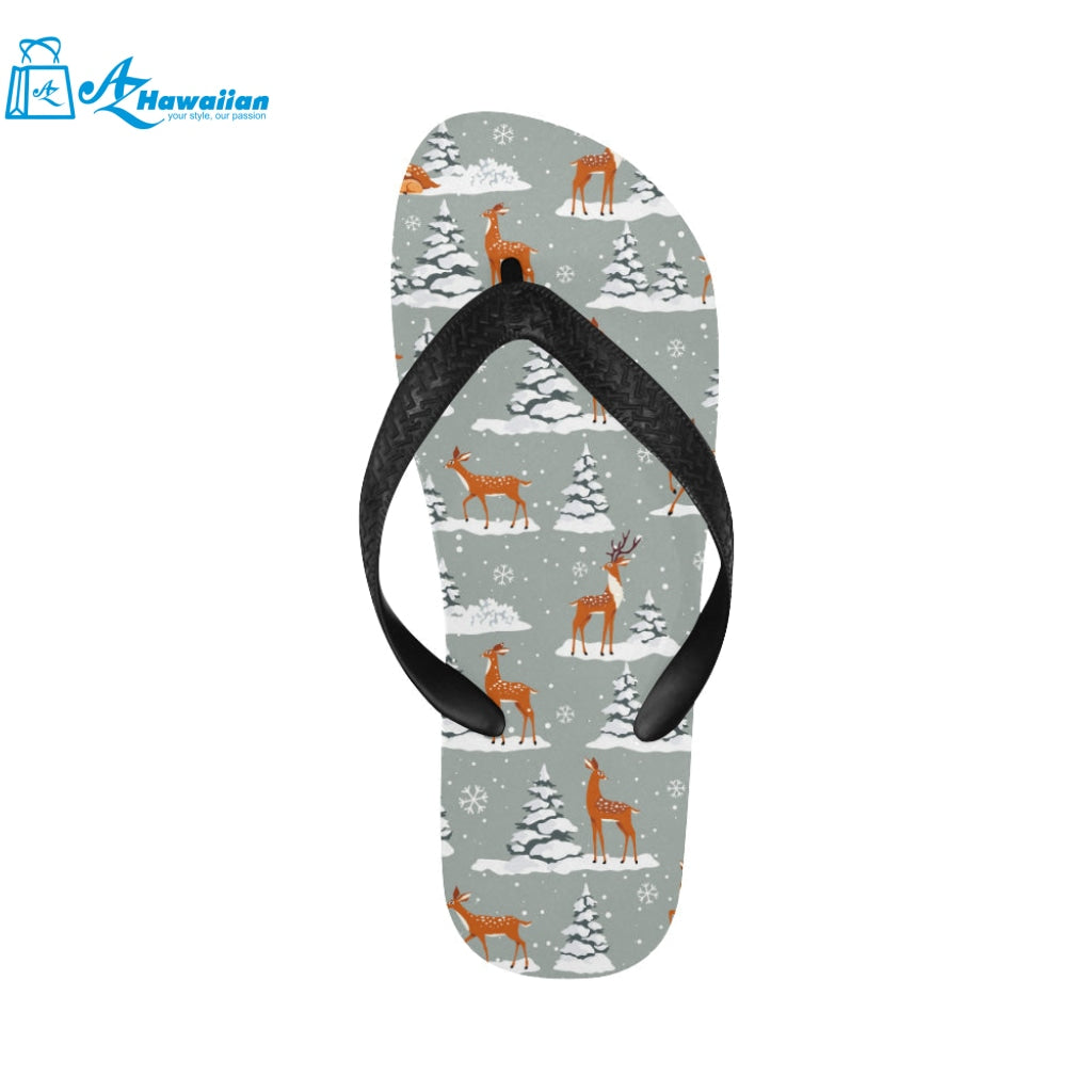 Beautiful deers Winter Christmas Unisex Flip Flops