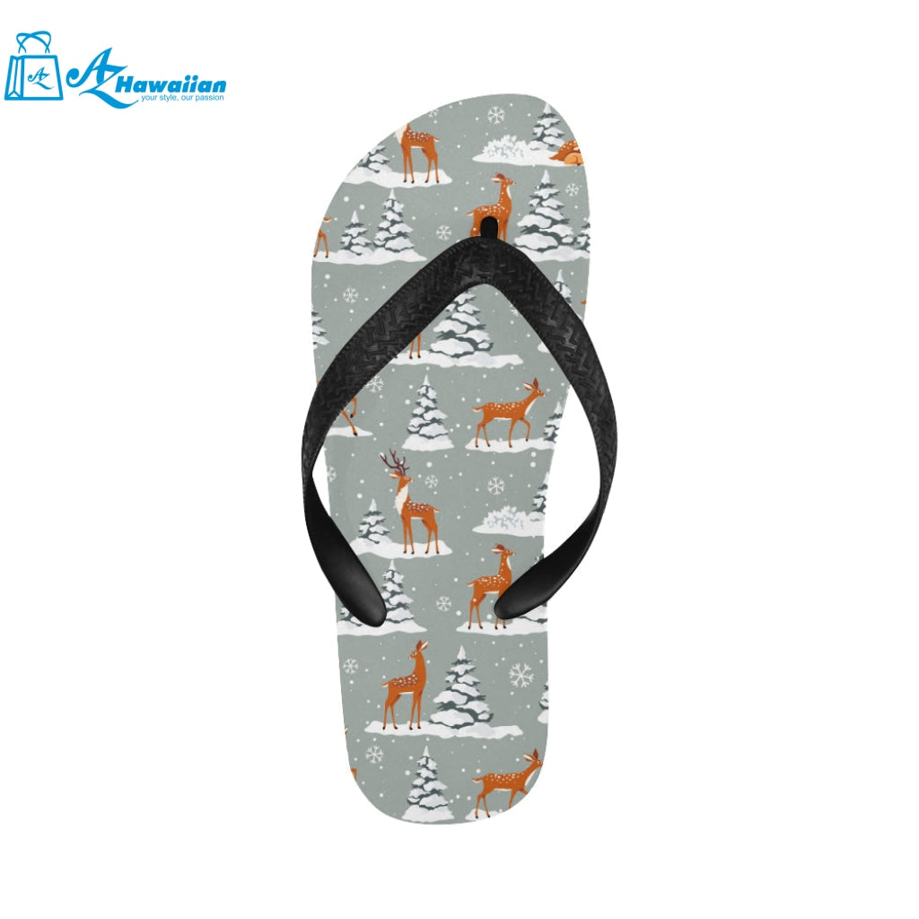 Beautiful deers Winter Christmas Unisex Flip Flops