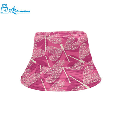 Beautiful dragonfly pink background Unisex Bucket Hat