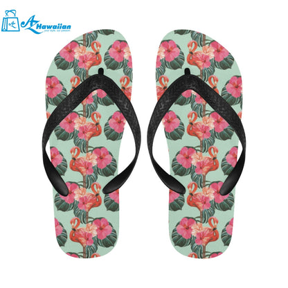 Beautiful flamingo tropical palm leaves hibiscus p Unisex Flip Flops