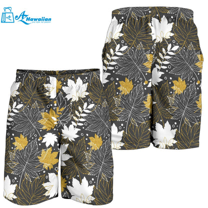 Beautiful Gold Autumn Maple Leaf Pattern Men Shorts