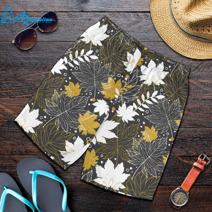 Beautiful Gold Autumn Maple Leaf Pattern Men Shorts