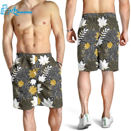 Beautiful Gold Autumn Maple Leaf Pattern Men Shorts