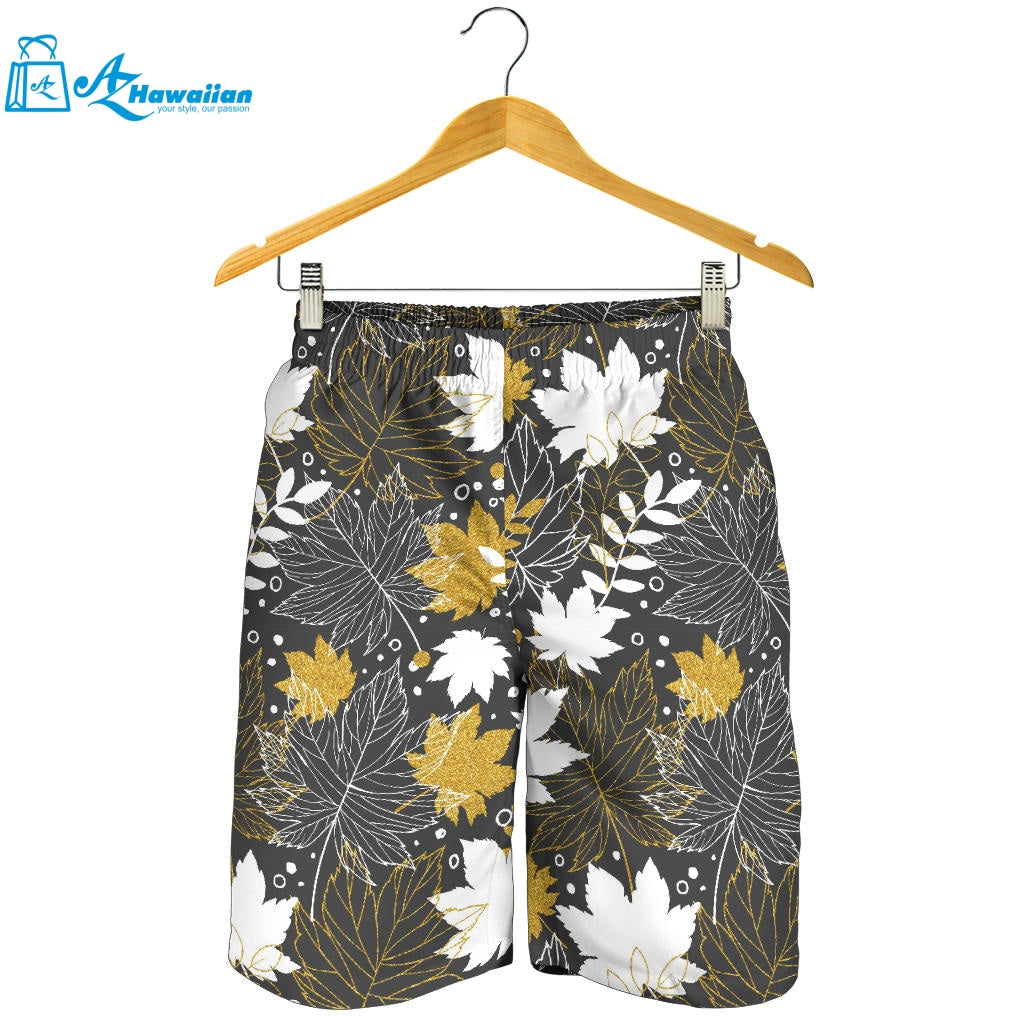 Beautiful Gold Autumn Maple Leaf Pattern Men Shorts