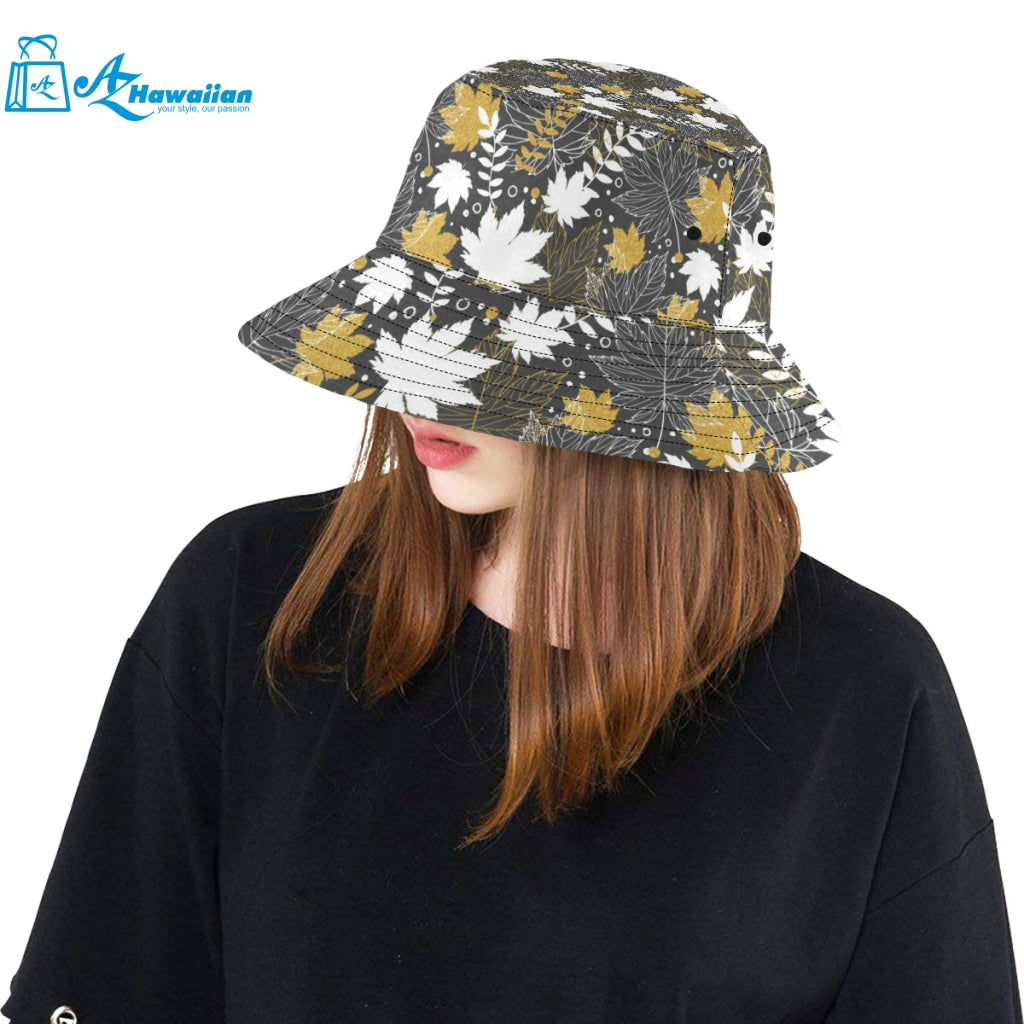 Beautiful gold autumn maple leaf pattern Unisex Bucket Hat