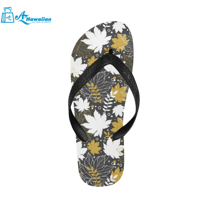 Beautiful gold autumn maple leaf pattern Unisex Flip Flops